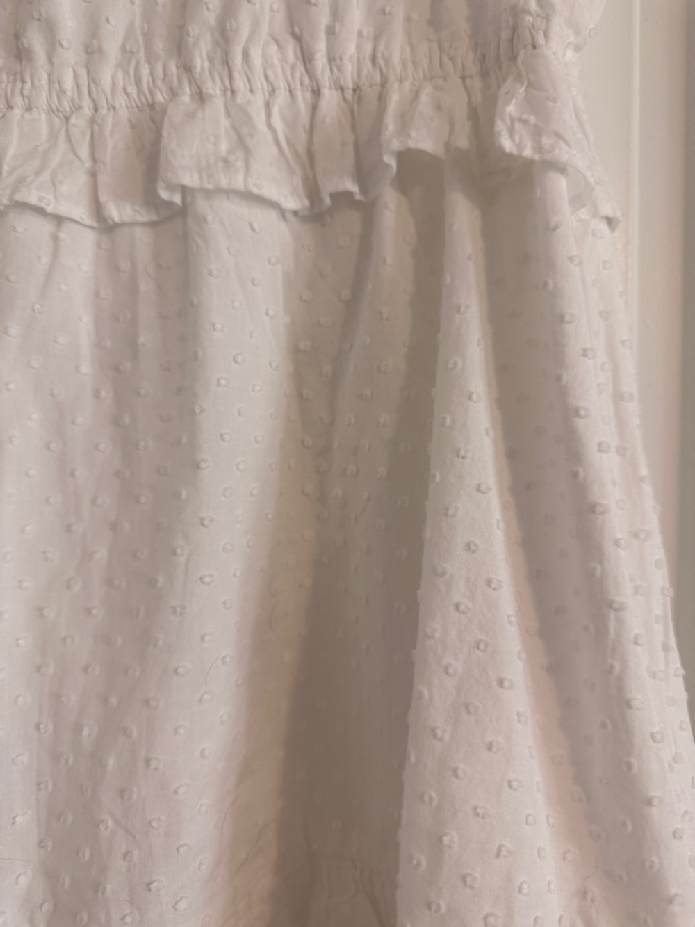J.Crew White Swiss Dot Ruffle Tiered Mini Dress Sleeveless Tie Back Size 8 - Picture 5 of 7